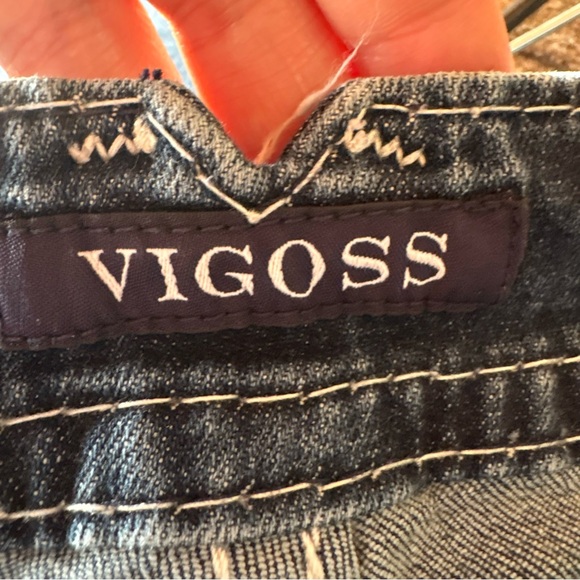 Vigoss The New York Capris Womens 11/12 Embroidered Pockets Denim Jewels - Picture 8 of 8